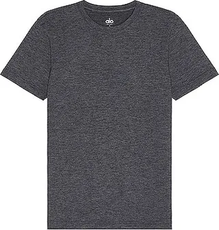 alo Conquer Crewneck Short Sleeve in Charcoal