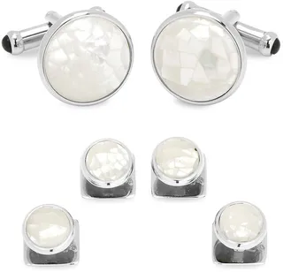 3-Piece Ox And Bull Trading Co. Mosaic Mother Of Pearl Stud Cufflink Set