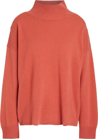 Wrap-effect cutout wool and cashmere-blend turtleneck sweater