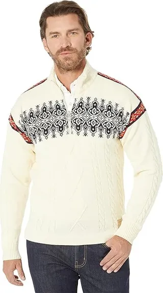 Dale of Norway Aspoy Sweater (Off-White Navy Mustard Raspberry) Men's Clothing