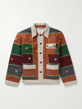 Embroidered Patchwork Wool-Blend Jacket
