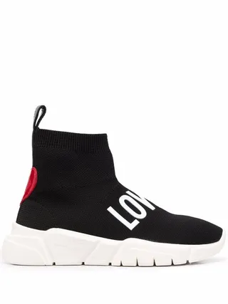 Logo-Print Sock-Style Sneakers