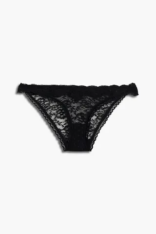 Layla Gleaming point d'esprit and lace low-rise briefs
