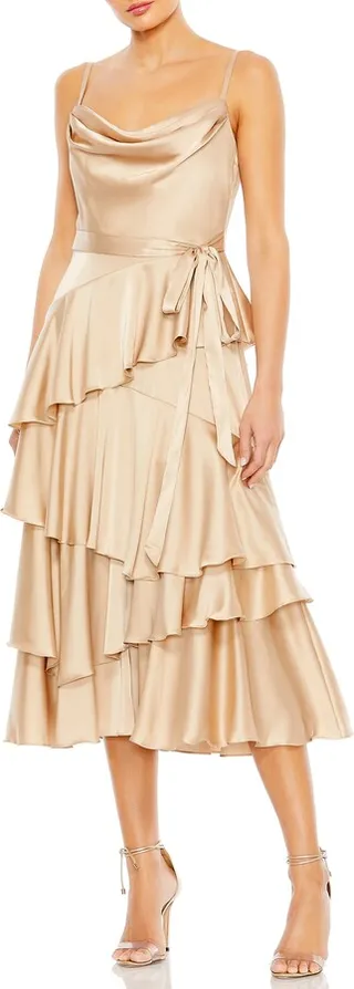 Tiered Satin Cocktail Dress