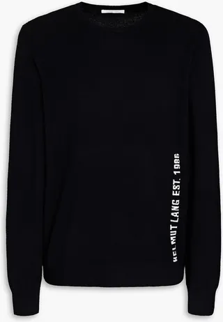 Intarsia-trimmed wool and cashmere-blend sweater