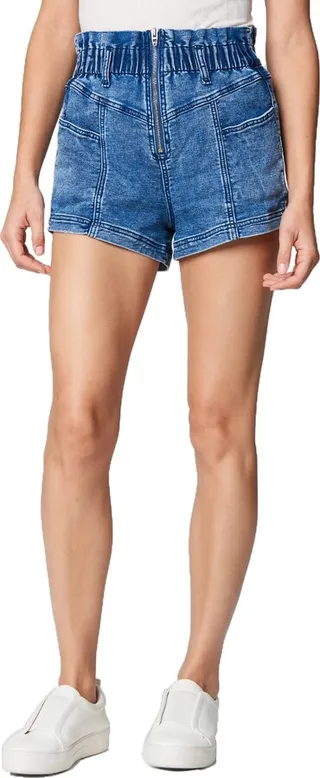 [BLANKNYC] Womens Indigo Knit Denim Elastic Waist Short
