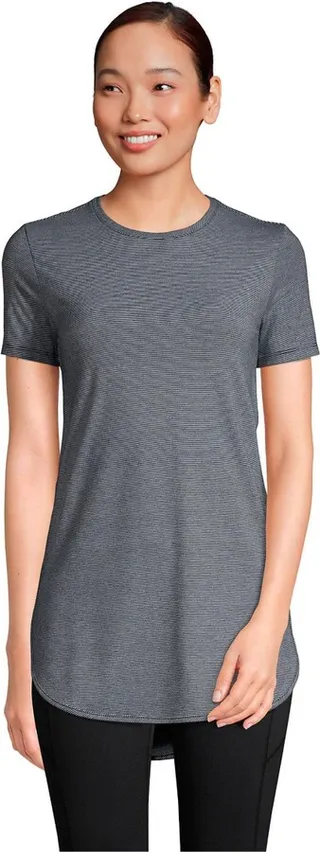 Lands' End Women's Moisture Wicking Upf Sun Short Sleeve Curved Hem Tunic Top