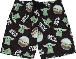 Mandalorian Baby Grogu Naps & Snacks Men’s Black Sleep Pajama Shorts-XL