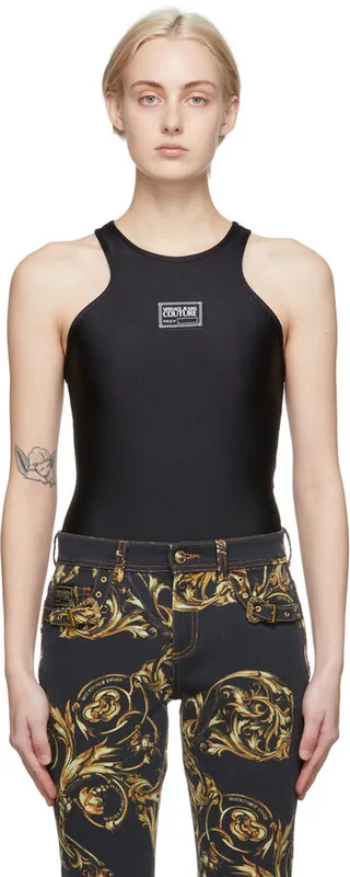 Versace Jeans Couture Black Logo Bodysuit
