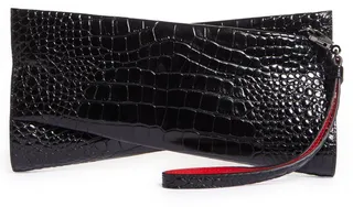 Loubitwist Croc Embossed Patent Leather Clutch