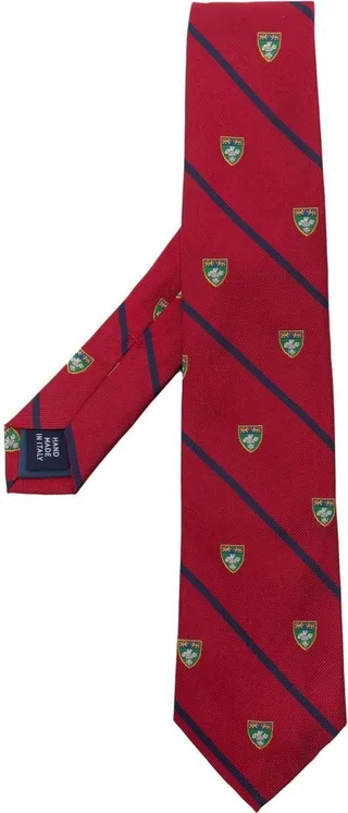 Crest-Print Tie