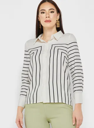 Striped Semi Printed Shirt
