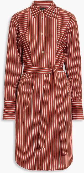 Daxtona belted striped twill shirt dress