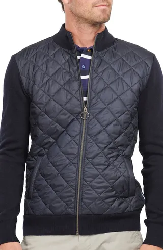 Essential Diamond Quilt Contrast Zip Sweater