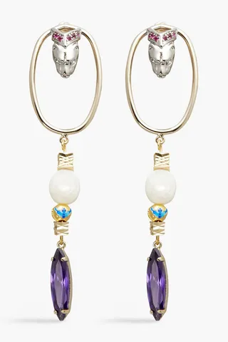 18-Karat Gold-Plated Multi-Stone Earrings
