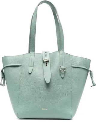 Net leather tote bag