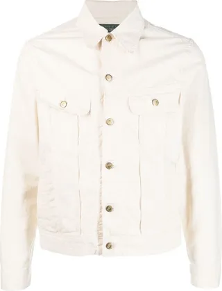 White Chenille Logo Denim Jacket