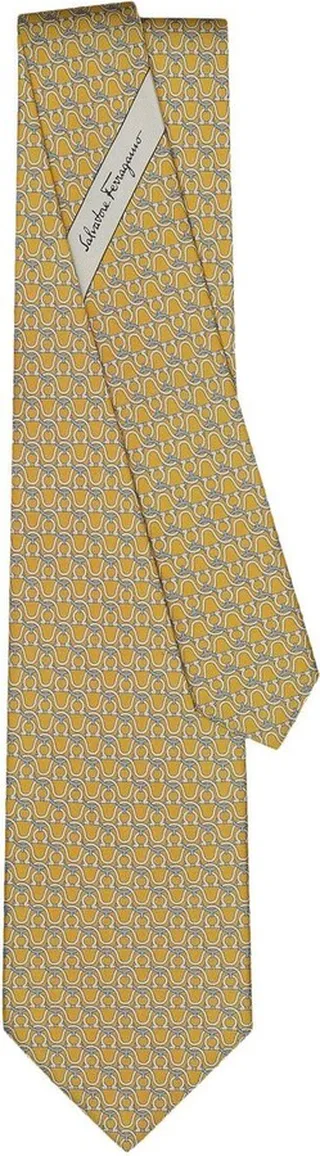 Gancini print silk tie