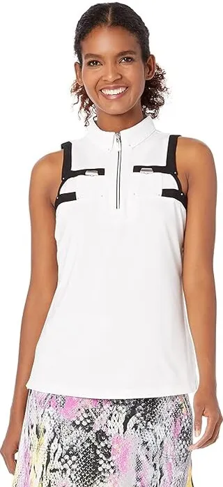 Jamie Sadock Racerback Sleeveless Polo (Sugar) Women's Clothing