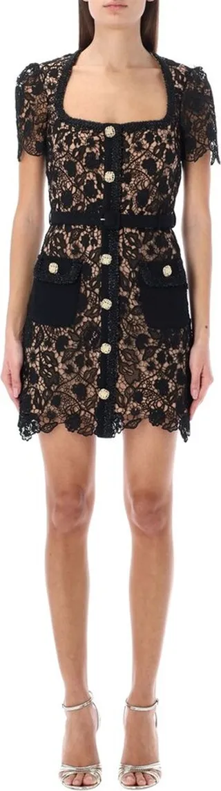Self-Portrait Guipure Lace-Detailed Mini Dress