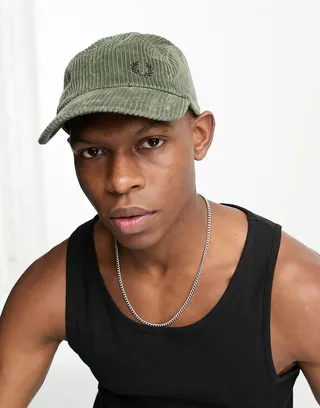 Fred Perry cord cap in khaki