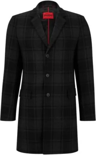 Slim-fit coat in a checked wool blend