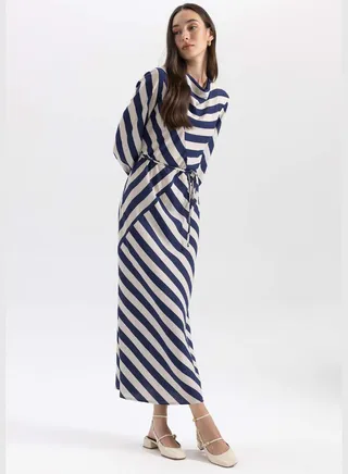 Woman Long Sleeve Woven Dress