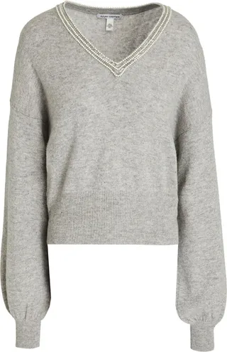 Embellished mélange cashmere sweater