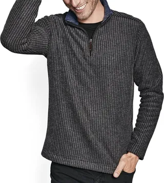 Waffle Knit Quarter-Zip Sweater