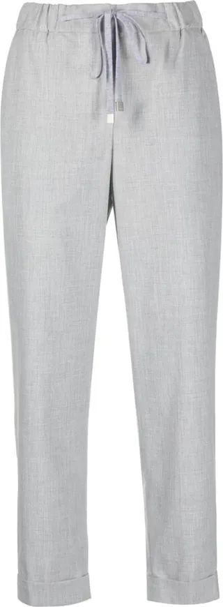 Drawstring Cotton Cropped Trousers