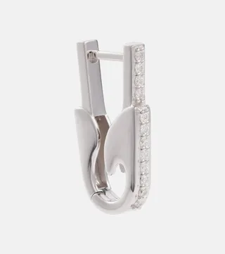 Pin 18kt white gold single earring with diamonds