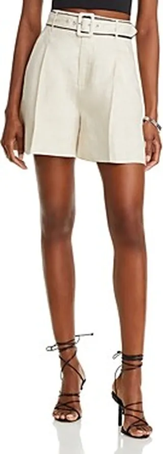 Staud Eris Linen Belted Shorts