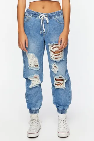 Destroyed Denim Joggers