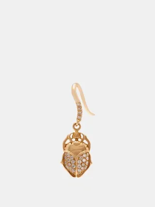 18kt Gold And Diamond Scarab Single Earring