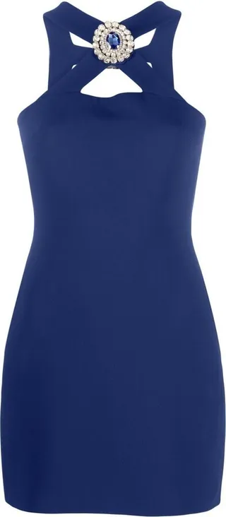 Crystal-Embellished Halterneck Mini Dress