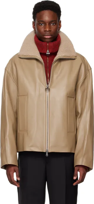 Wooyoungmi Taupe Padded Leather Jacket