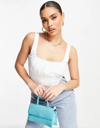 ASOS DESIGN Fuller Bust square neck bust seam tank top in white