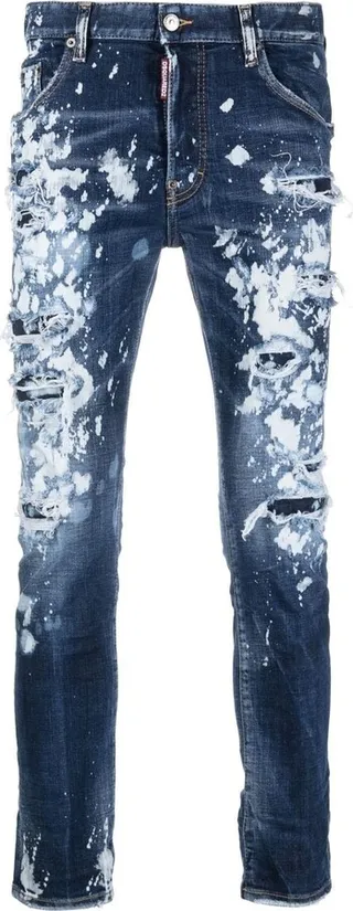 Paint Splattered Distressed Jeans