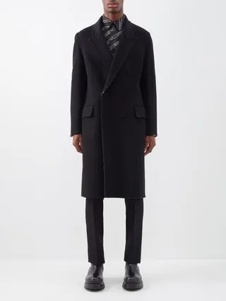 Double-breasted Reversible Wool-blend Overcoat