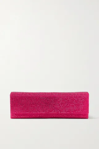 Amina Muaddi - Amini Paloma Crystal-embellished Satin Clutch - Red