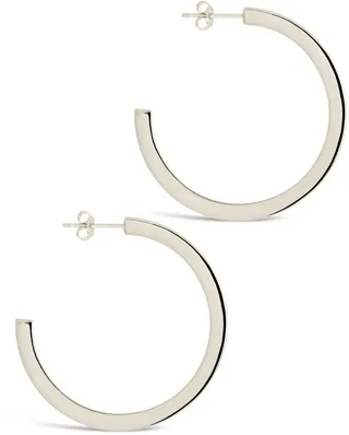 Sterling Silver Flat Open Hoop Earrings