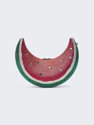 Crescent Watermelon Mini Bag Silver and Pink