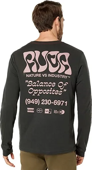 RVCA Local Biz Long Sleeve Tee (Pirate Black) Men's Clothing