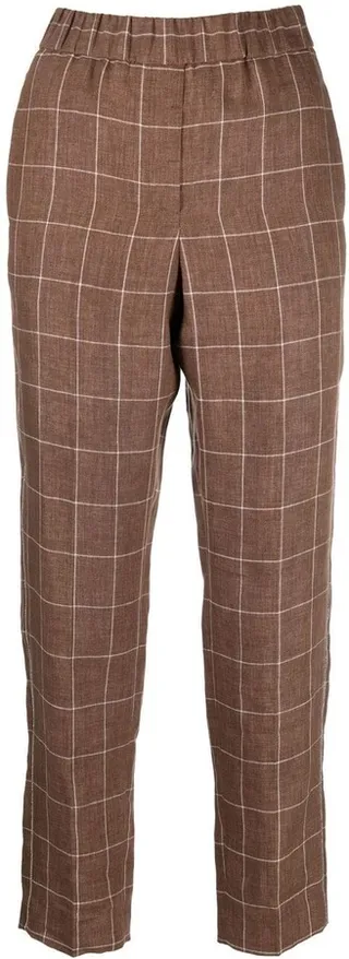 Check-Pattern Cropped Trousers