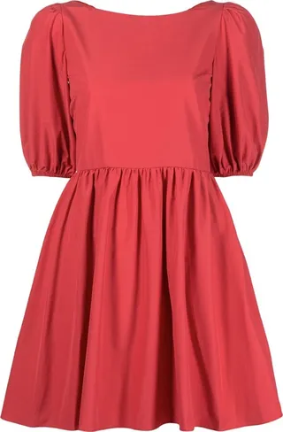 Puff-Sleeve Pleated Minidress