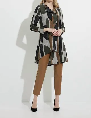 Hi-Low Zip Tunic in Olive Gray Brown Black