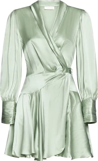 Zimmermann Wrap V-Neck Mini Dress