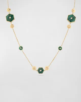 Baia Sommersa 18K Yellow Gold Multi-Malachite and Diamond Necklace