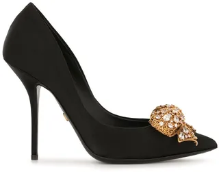 Bow-Detail Satin Pumps