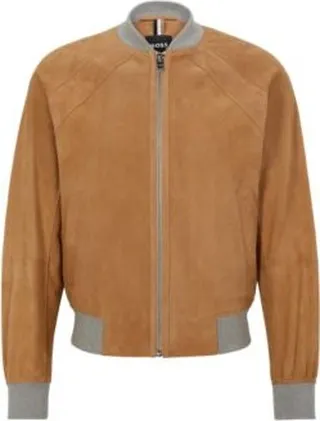Goat-suede perforated jacket bonded with jersey